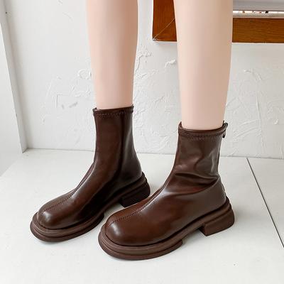 Женская обувь Бренд Ботильоны Женские ботинки на платформе Современные ботинки Женская обувь Шитье Задняя молния Круглый носок Ажурные каблуки Обувь Женская