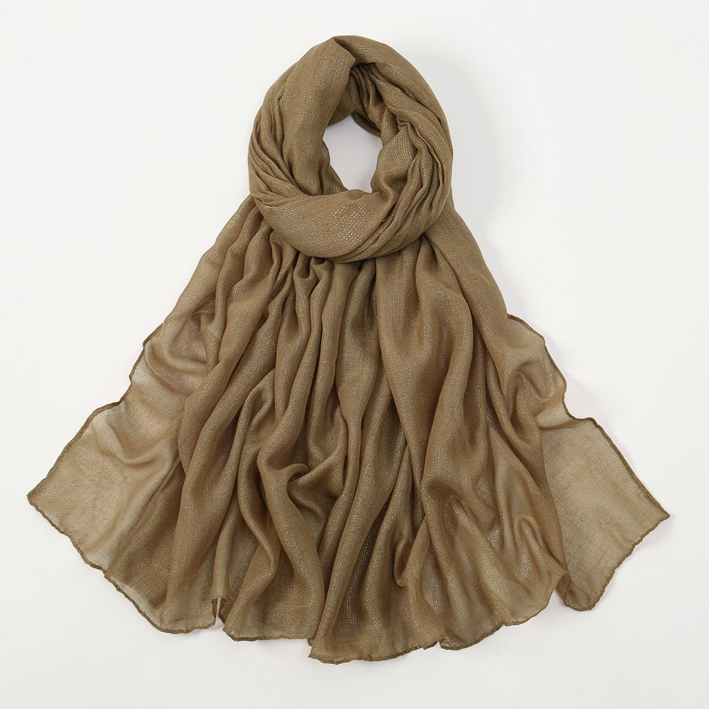 Big Size Pleated Shimmer Cotton Hijab Scarf For Women Muslim Long Shawls Solid Headscarf Wraps Islamic Headband Turban 180*90cm