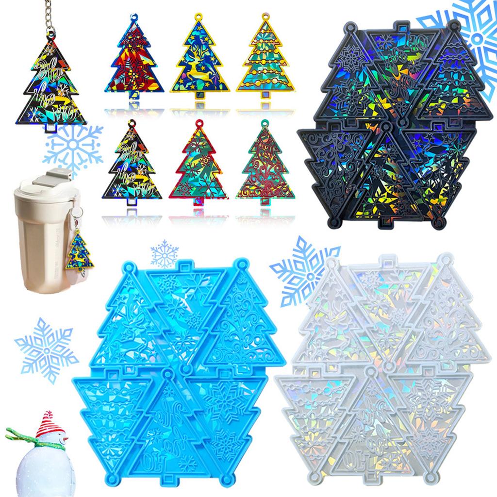 Holographic Christmas Tree Pendant Silicone Mold Ornaments Silicone Mould Resin Casting Molds Christmas Crafts Supplies