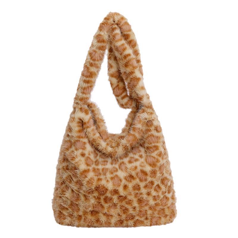 Винтажная плюшевая сумка кроссбоди с леопардовым принтом - Женская осенне-зимняя мода с уникальным дизайном с одним отделением.
