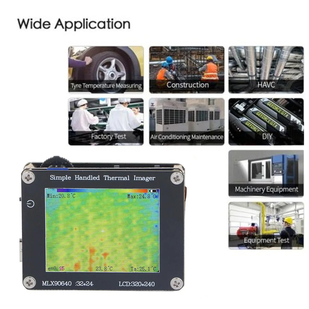 2-дюймовый экран ‑ от -40 ℃ до 300 ℃ Ручной многофункциональный тепловизор Тепловизор Тепловизор Инфракрасная камера Инструменты