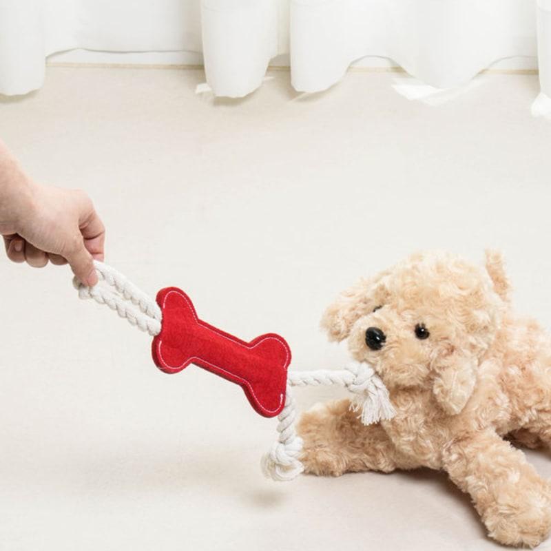 [Pet] Нетканая игрушка-веревка из кости, красная