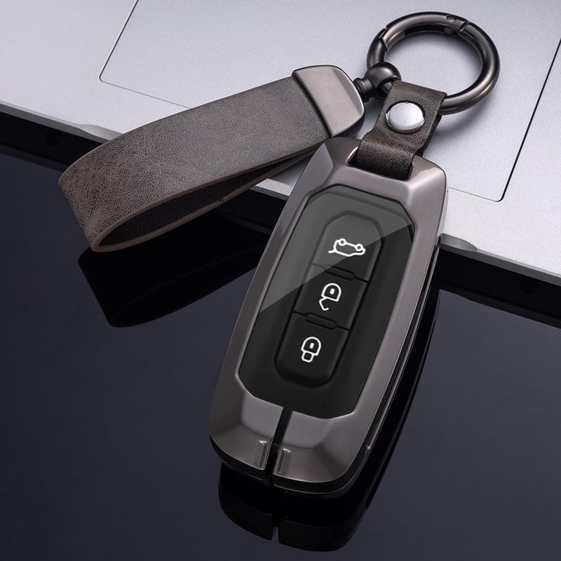 3 Buttons Metal Car Smart Key Cover Case Bag Fob Shell Holder for Ford Territory EV Key Protector Keychain Accessories