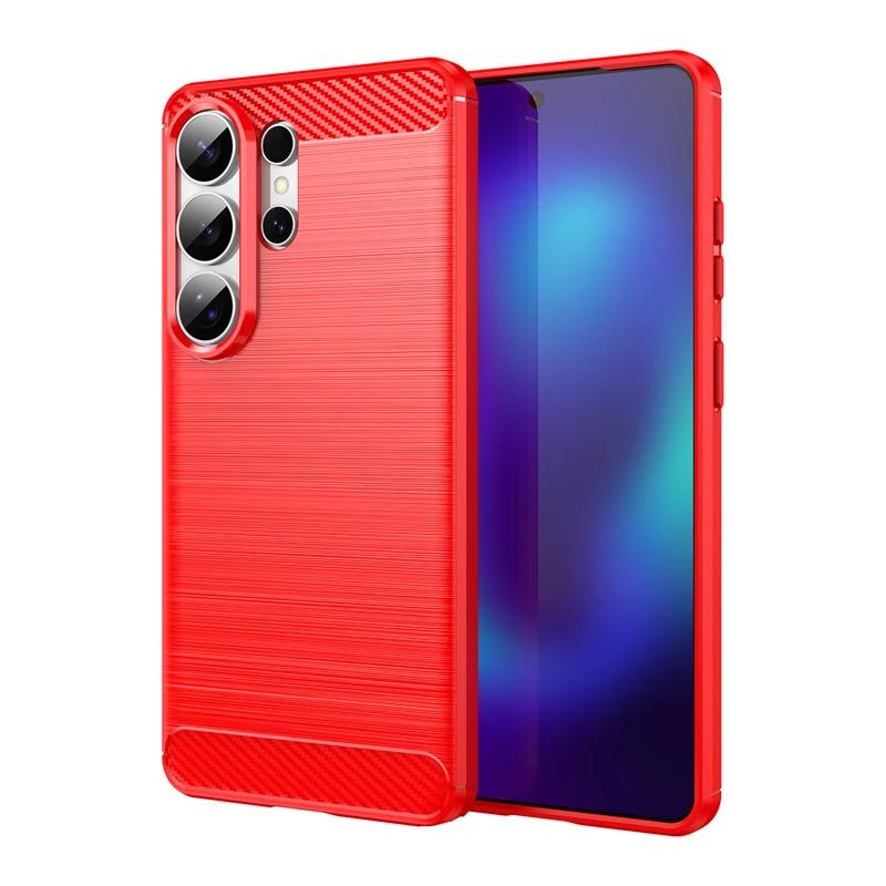 Матовый Frosted чехол для телефона с рисунком из углеродного волокна для Samsung Galaxy S26 Ultra S26 Pro S25 Edge Plus S24 FE S23 S22 Мягкий ТПУ Ударопрочный Бампер