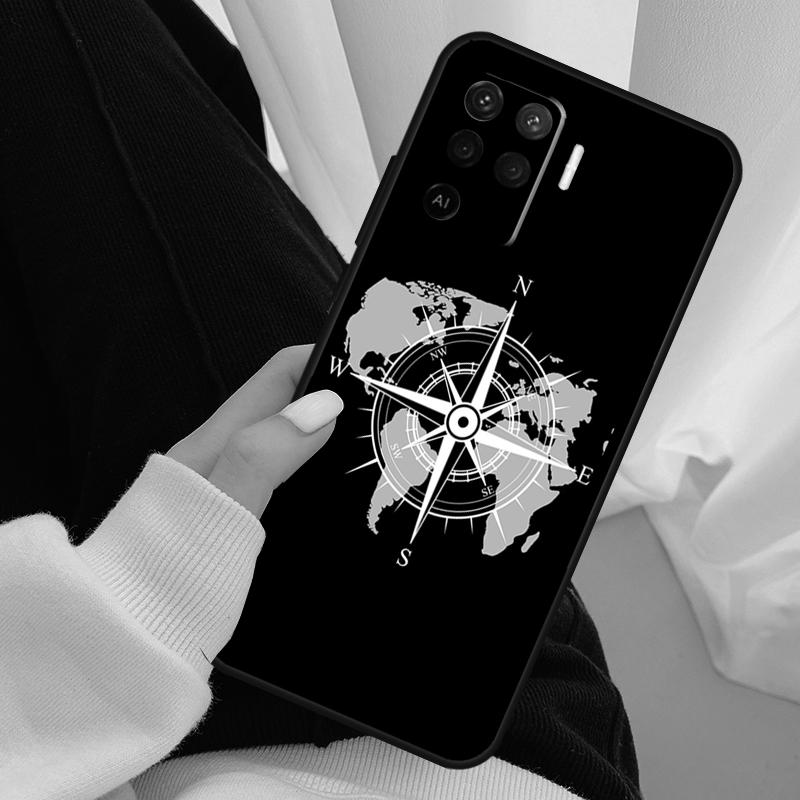 Карта мира Компас Морской Чехол Для Oppo A54 A74 A94 A18 A57 A17 A77 A38 A58 A78 A98 A80 A60 A40 A96 A76 A16 A15 A5 Pro