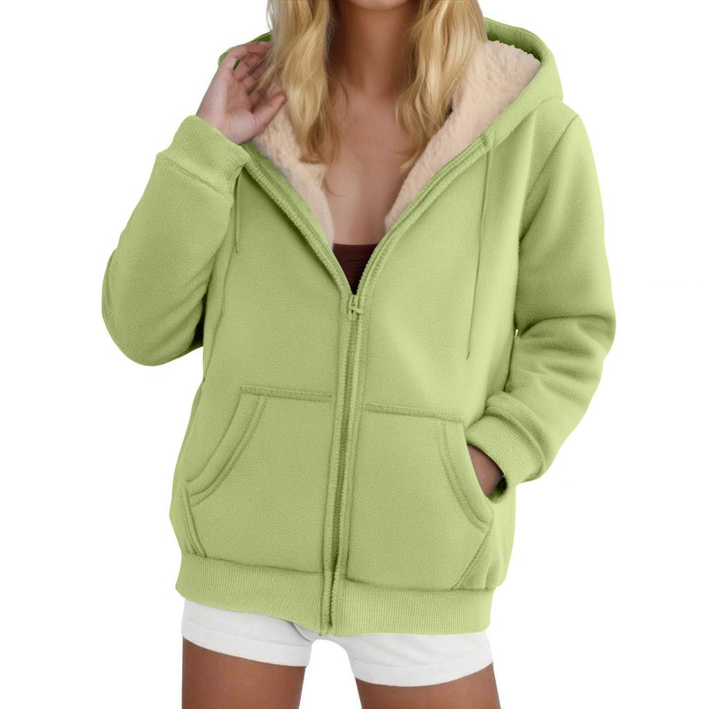 Women's Fashion Casual Sweatshirt Loose Zipper Cardigan Long Sleeve Hooded Jacket
