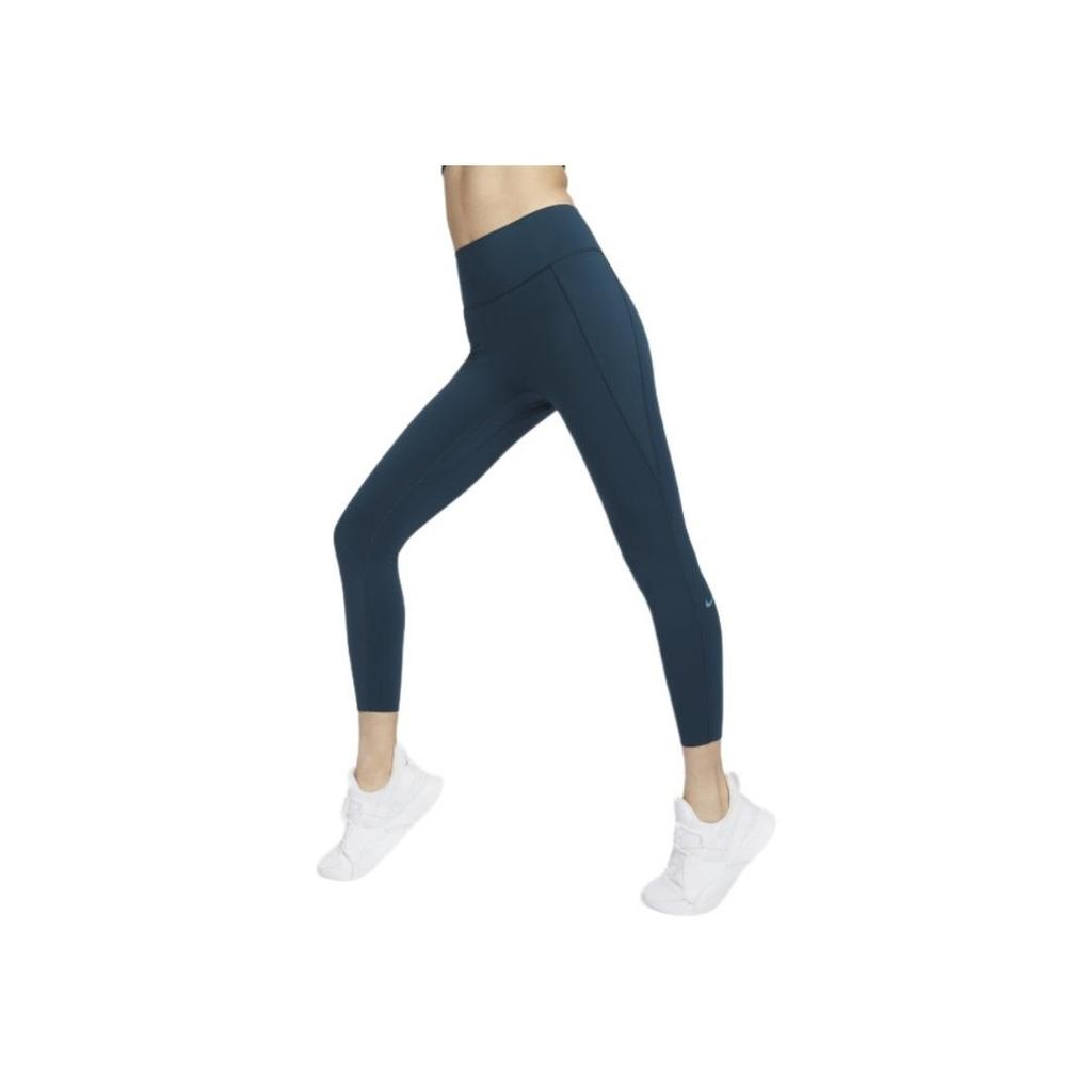 Nike Универсальные удобные спортивные длинные брюки Dri-Fit с высокой талией, однотонные, женские, темно-синие, угольно-черные, потрескавшиеся, синие HQ6814-478