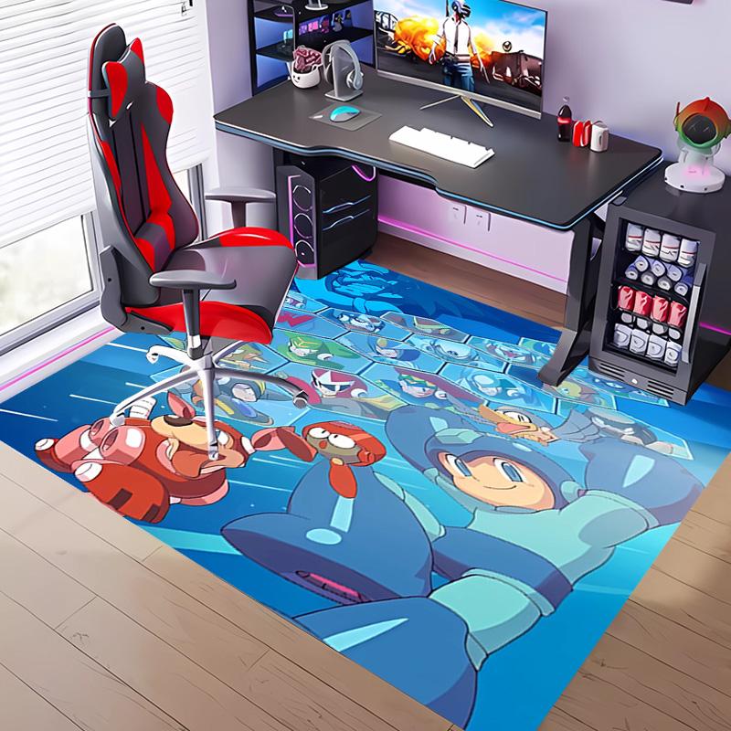 1pc Cartoon Rockman Game Megaman2 Entrance Mat, Non-Slip Mat Area Rug,Room Decor, Outdoor Decor, Kitchen Rug,Doormat - Machine Washable, Easy to Clean