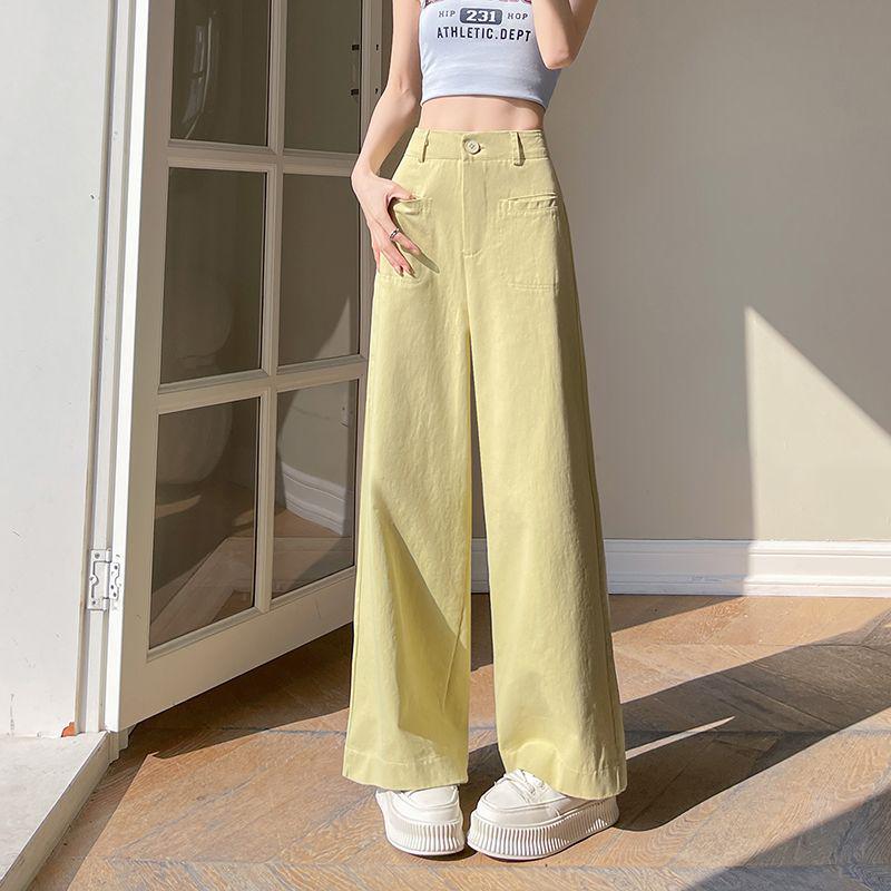 Summer 2026 Women's Trendy Wide-Leg High-Waisted Cropped Pants: Petite, Loose, and Slimming Drapey Style.