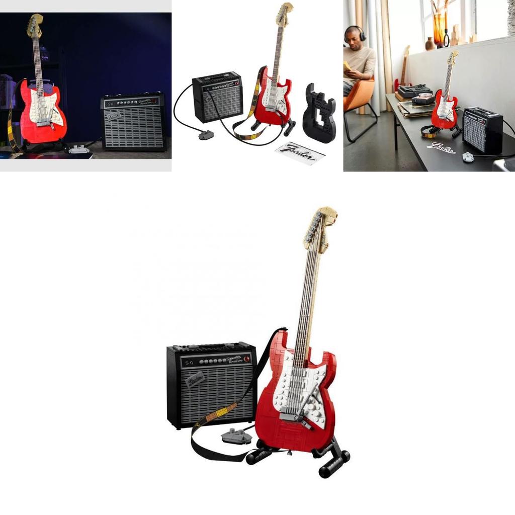 Имитация электрогитары Fender Stratocaster, набор строительных блоков, модель, детская игрушка для творческой игры «сделай сам»