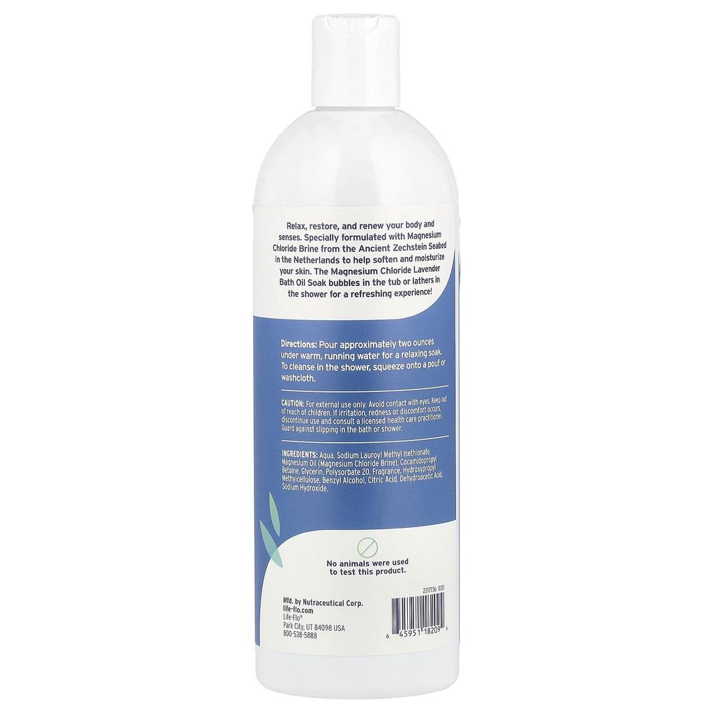 Life-flo Магниевое масло для ванны Соль для ванны, Лаванда, 473 мл (16 жидких унций)
