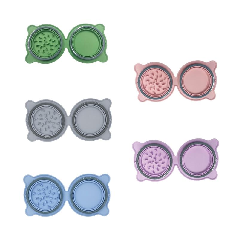 Dog Slow Feeding Bowl Silicone Pet Food Bowl Pet Dogs Outdoor Travel Feeding Bowl Foldable Food Feeder Bowl Dog Dishware