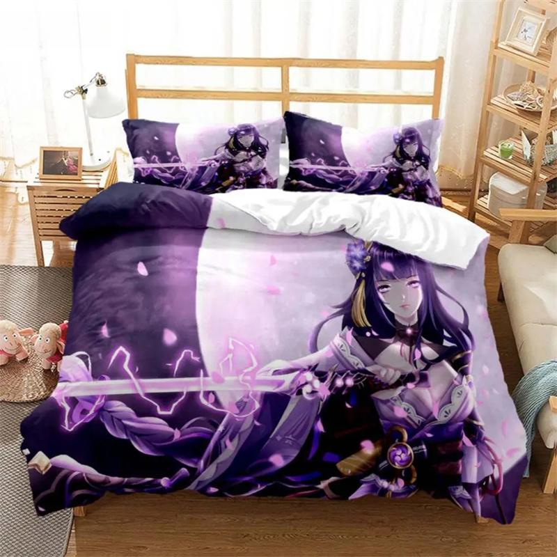 Genshin Impact Animation Cartoon Soft And Comfortable Comforter Bedding Sets Bedding Set Luxury Quilt Cover Customizable