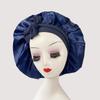 Silk Satin Sleep Cap with Ribbon Bow for Women - Elastic Wide Brim Bath Headscarf Hat for Hair Care
