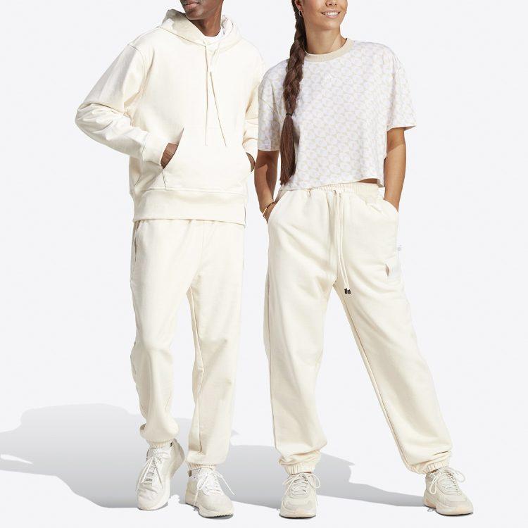 adidas Универсальные вязаные брюки для отдыха, унисекс, цвет экрю, умеренная манжета, IC4076