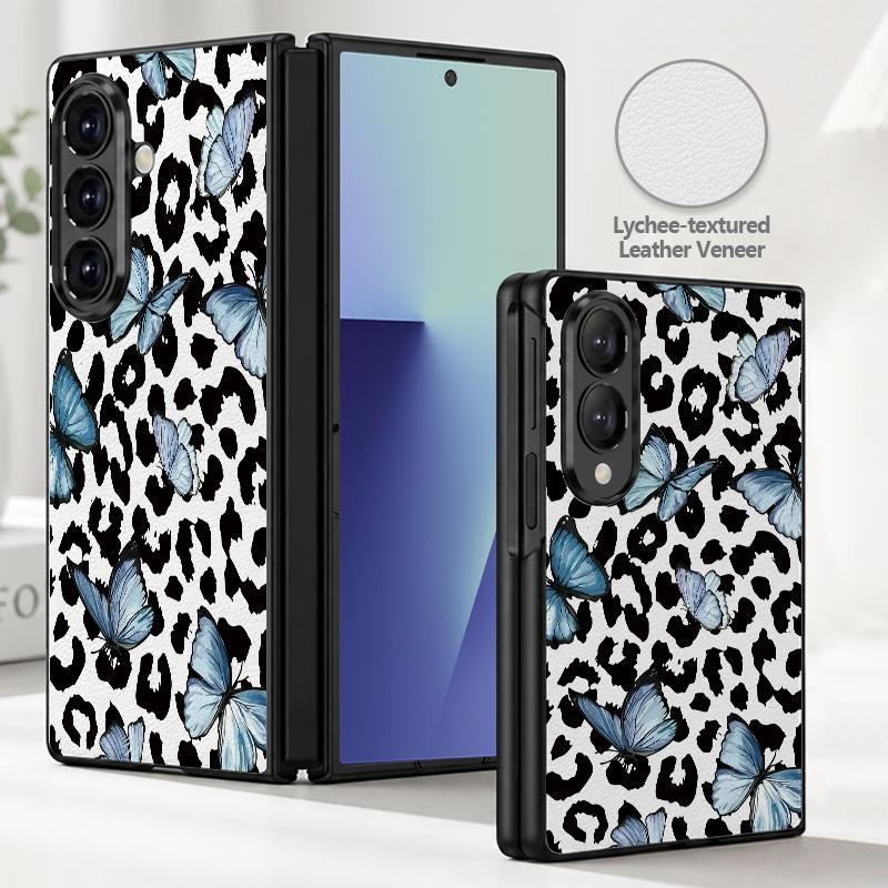 Чехол с леопардовым принтом для Samsung Galaxy Z Fold 8 Ultra 7 6 5 Fold8 Fold7 Fold6 Роскошная кожаная накладка Жесткая складная крышка для телефона