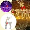 Lighted Deer Christmas Outdoor Decoration Reindeer Family Moose Lighted Holiday Display with Bell Bow Deer Lawn Garden Decor