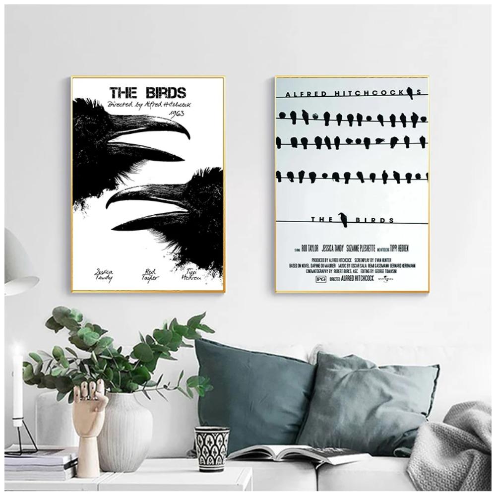 The Birds 1963 Alfred Hitchcock Movie Film Retro Vintage Poster Decorative Wall Sticker Canvas Painting Home Art Home Decor Gift