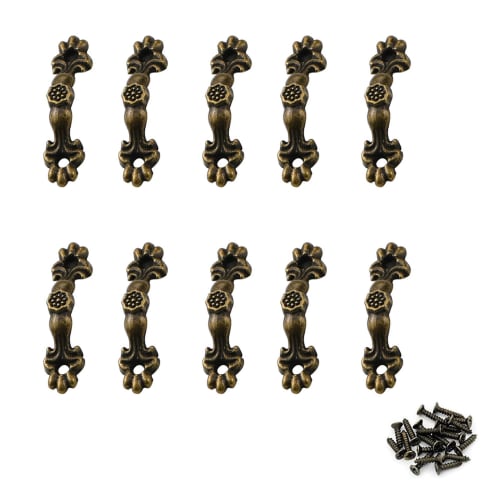 BLOOPIC Mini Pull Handles, Zinc Alloy Arched Reinforced Box Handles, Antique Style, Universal Retro Design, with Screws, Furniture Drawer Handles, Har