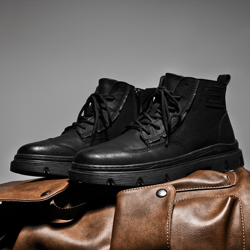 Итальянские брендовые мужские кожаные ботинки, рабочие ботинки на толстой подошве, модные новые зимние мужские высокие ботинки, износостойкие подошвы