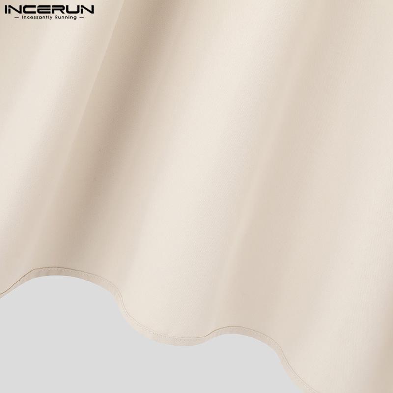 INCERUN Мужская весенняя накидка с длинным рукавом на пуговицах, нестандартные рубашки, топы