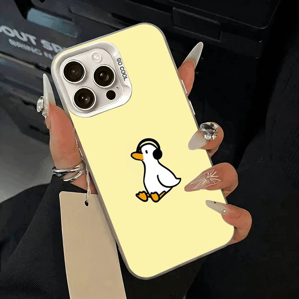 F-Смешной Чехол-Утка Для IPhone 17 Air 16 15 14 13 12 11 Pro Max Белый Серебристый Жесткий Чехол