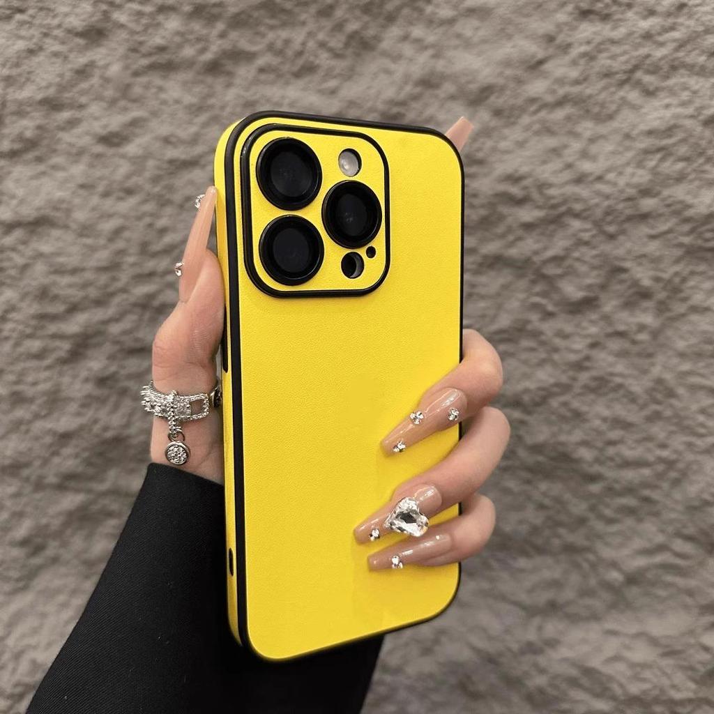 Чехол для телефона из ПУ кожи для iPhone 16 15 14 Plus 13 12 11 Pro Max Защита объектива Мягкий силиконовый бампер Ударопрочный Матовый чехол