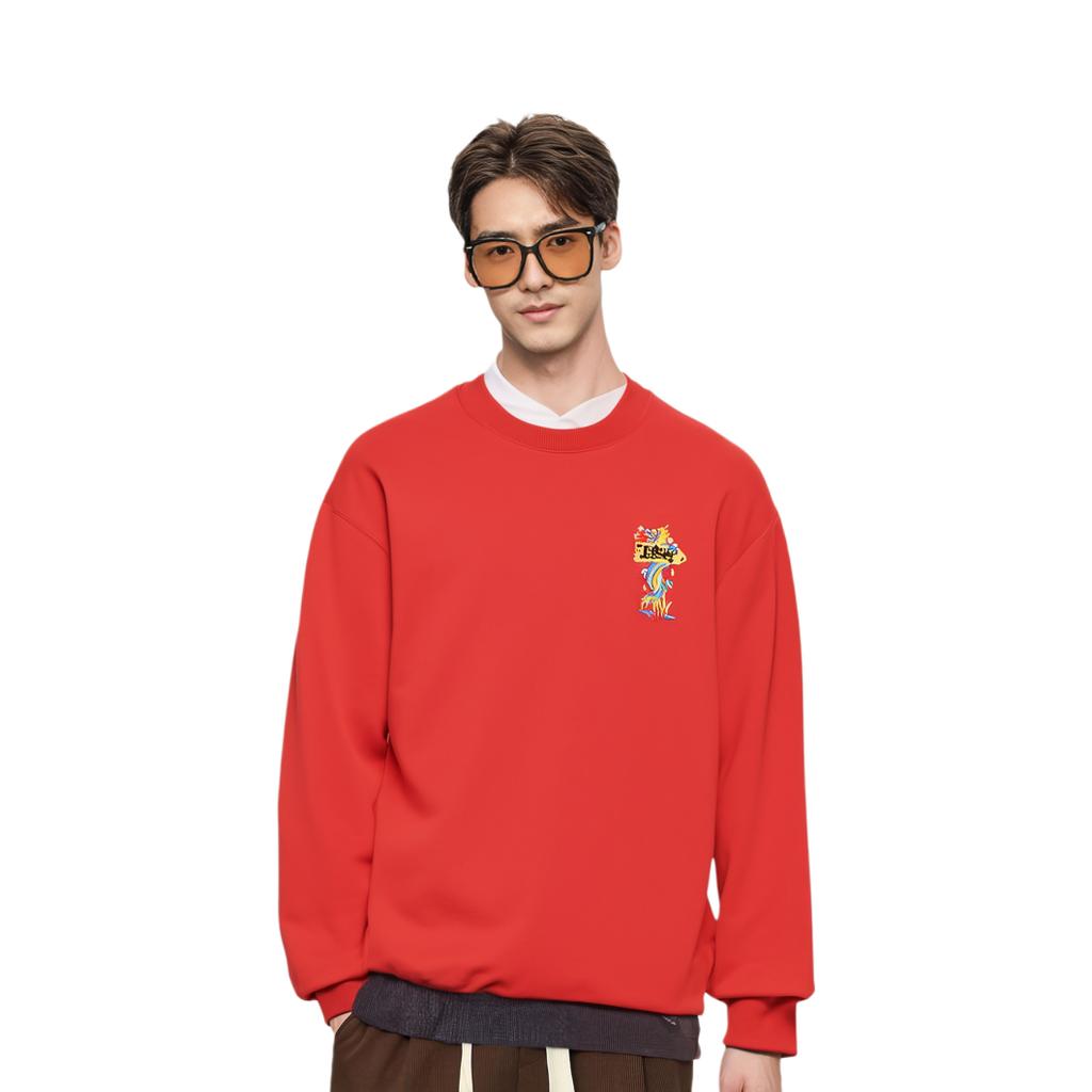 Li Ning Daily Prosperity Series Новогодний выпуск Zodiac Cultural Круглый вырез Пуловер Повседневный свитшот с длинным рукавом Унисекс свитшот AWDU051-6