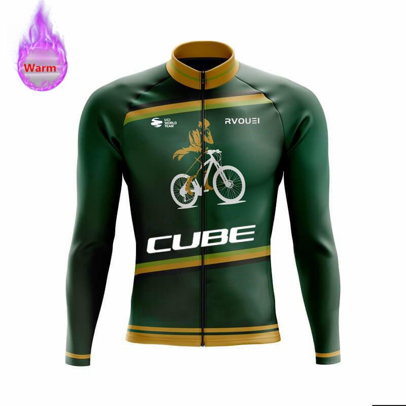 Winter Thermal Fleece Cycling Jersey Sports Bike Rvouei Cube Pro Team Mountian Bicycle Clothing Ropa Ciclismo Invierno Hombre