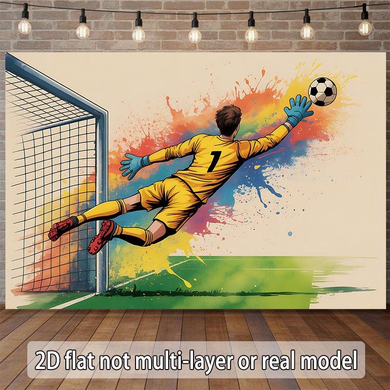 2D Плоскость - 2D Плоскость - 1 шт. 2D плоскостной баннер, изображающий футбольного вратаря, ловящего мяч.