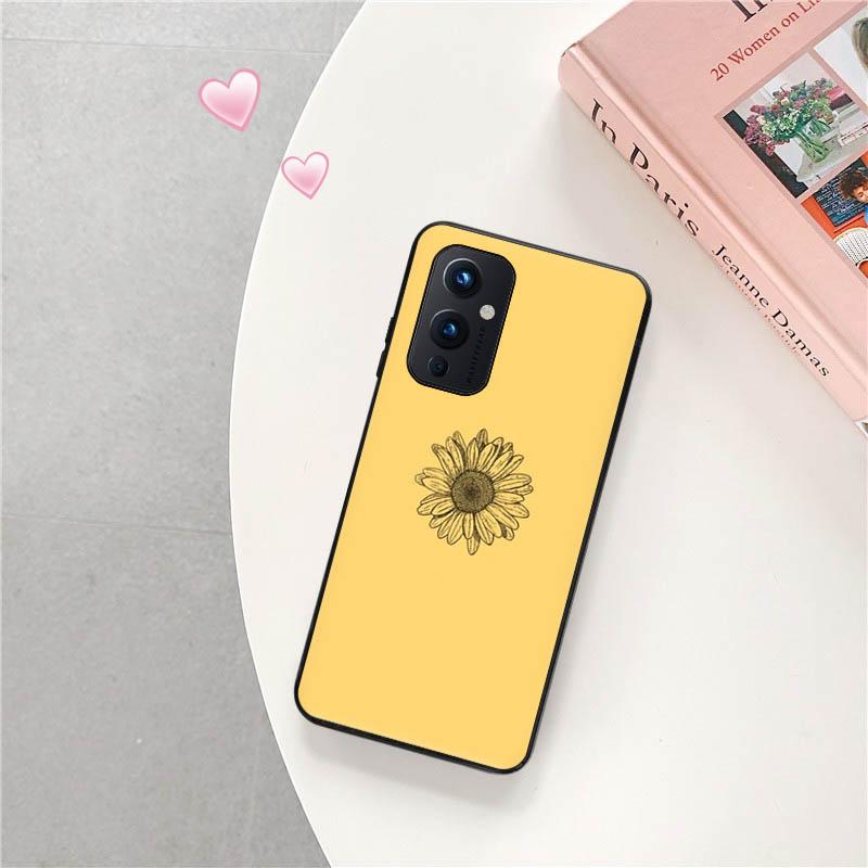 Для OnePlus 9 Pro 8 5G 7 9R 7T 8T Z Daisy Sunflower Черный матовый чехол из ТПУ с росписью чехол для телефона OnePlus Nord 2 CE N10 N100 N200