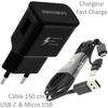 Chargeur Rapide USB Original 2A + Câble Long Universel Pour SAMSUNG Galaxy Note 10 - 10 Plus - 9 - 8