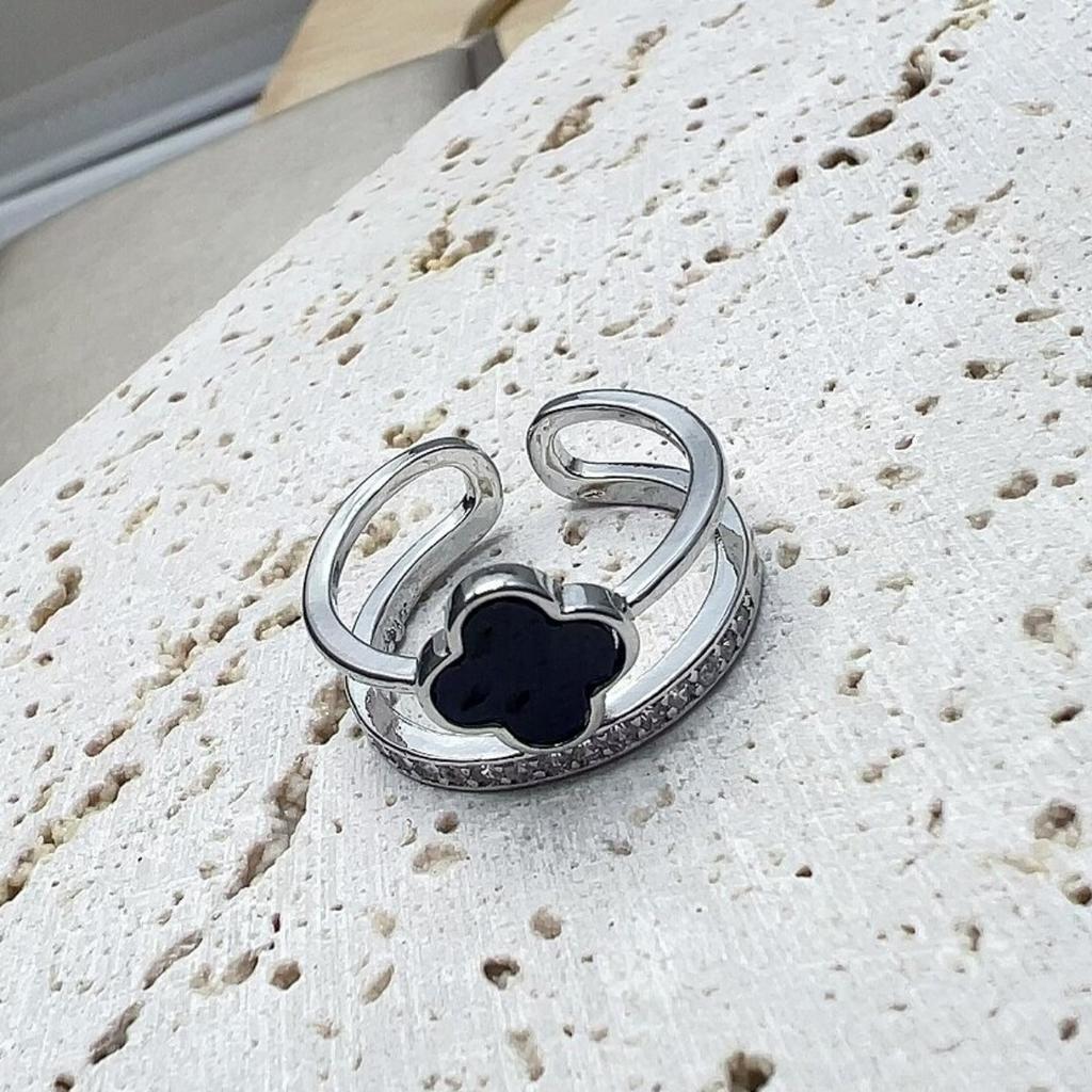 Модное регулируемое женское кольцо с четырьмя листами клевера, нишевый свет, роскошный дизайн, не теряет цвет, кольцо на палец, ювелирные изделия для рук