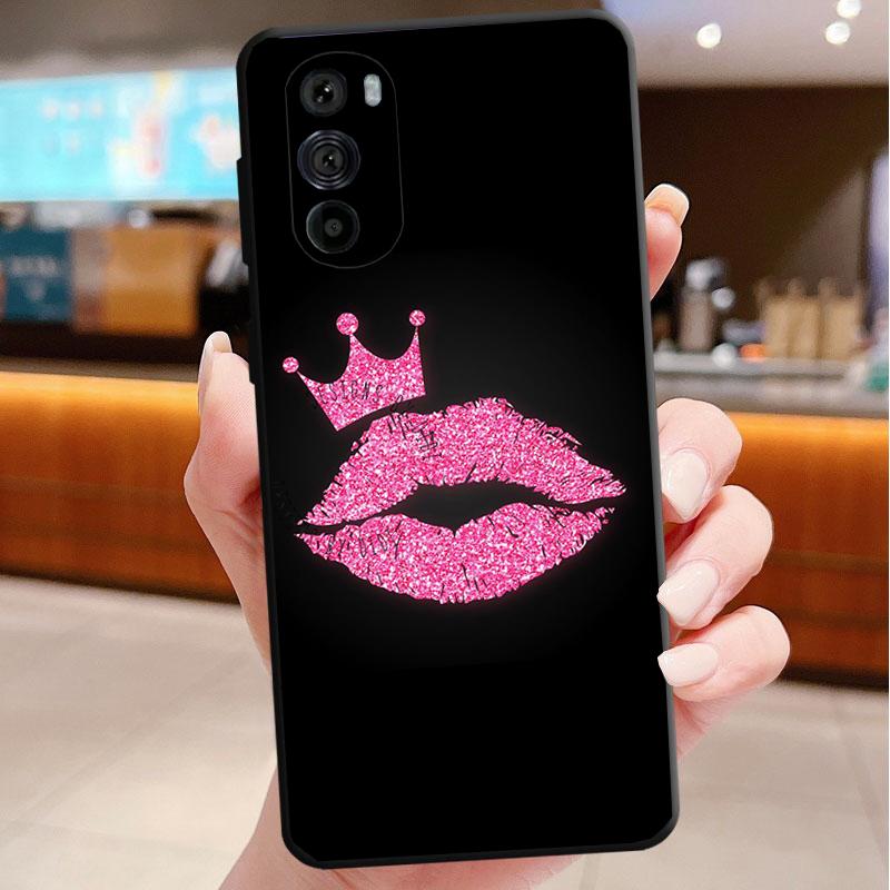 Черно-красные губы Поцелуй Чехол для телефона Для Motorola Edge 60 50 40 Pro 60 50 40 30 Ultra Neo Fusion Moto G Play G Stylus G Чехлы