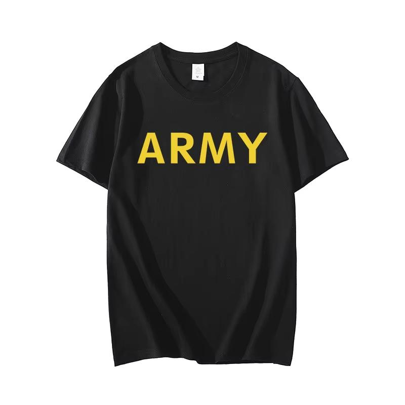 2026 US ARMY Printed T-shirt for Army Physical Training, Crew-neck Short-sleeved Pure Cotton Military-themed Tactical Clothing
