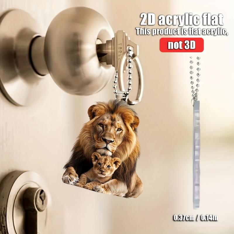 2D плоская акриловая подвеска с двойным львом - украшение для дома и автомобиля, аксессуары для рюкзака, брелок-шарм, идеальный подарок для любителей животных