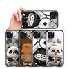 Lovely Cute Panda Rabbit Tempered Glass Phone Case for iPhone Samsung Galaxy Infinix TPU Soft Edge Shockproof Cover Cases
