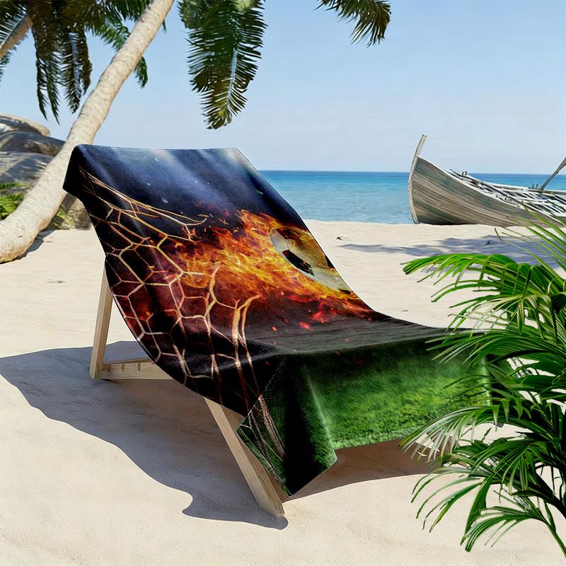 Soccer Art Print Beach Towel, Large Soft Quick Dry Towel for Beach Camping Swimming