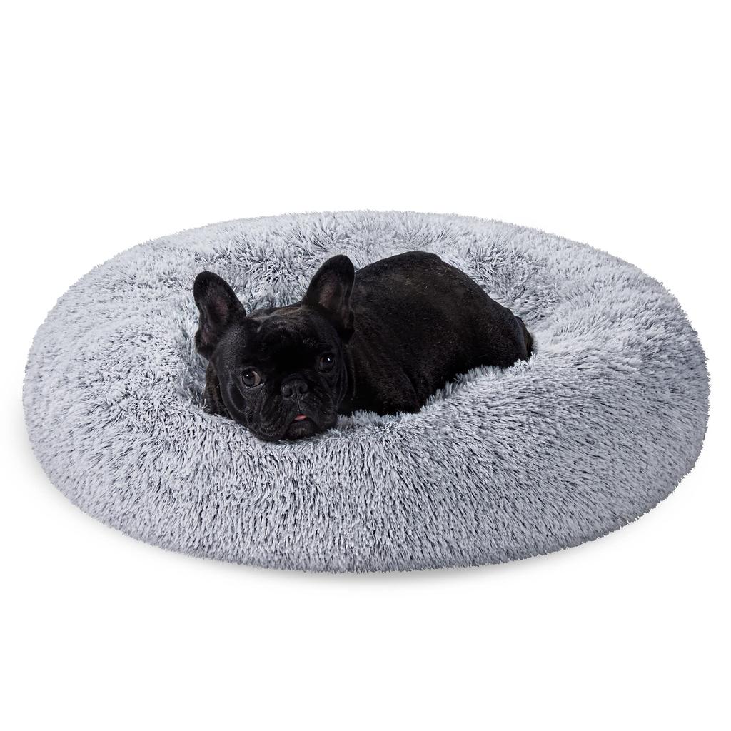 FEANDREA Washable Dog Fluffy and with Cute Donut Beautiful Design for Small to Medium Cold Weather 70x70x20cm Bed, Warm, Non-Slip Cushion, Shape,