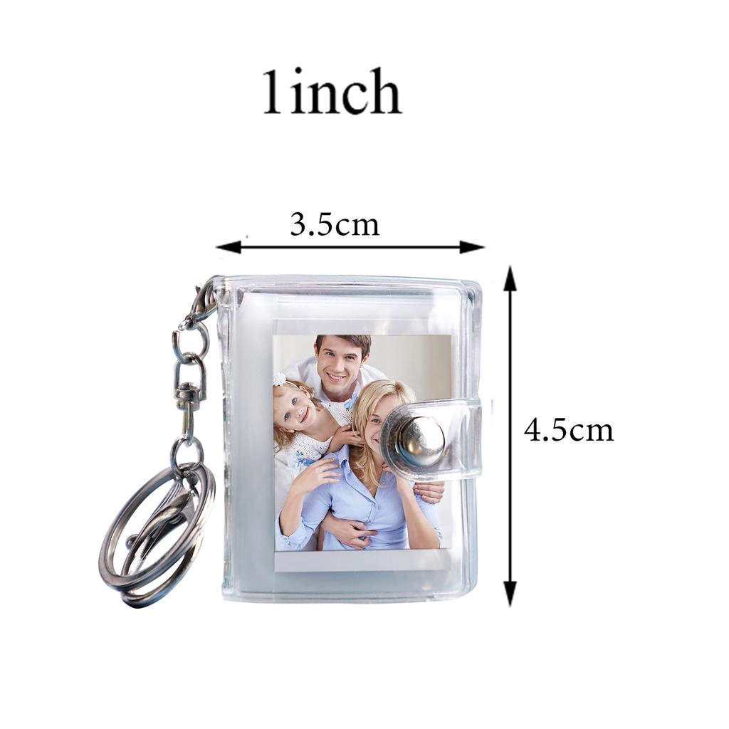 16 Pages Mini Photo Album Keychain Jewelry Crafts Album 1/2 Inch Transparent Glitter Card Holder DIY Gifts for Family Friends