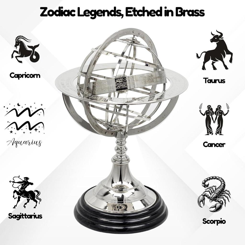 Деревянный шар-глобус (основание на полу - 4 дюйма , размер глобуса : 12 x 6 дюймов, Коричневый)