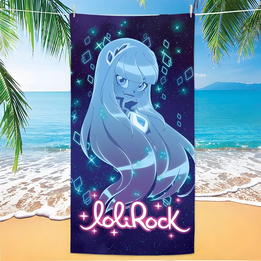 Пляжное полотенце из полиэстера с изображением аниме LoliRock, быстросохнущее, не пропускающее песок, идеально подходит для летнего отдыха у бассейна, путешествий и отпуска.