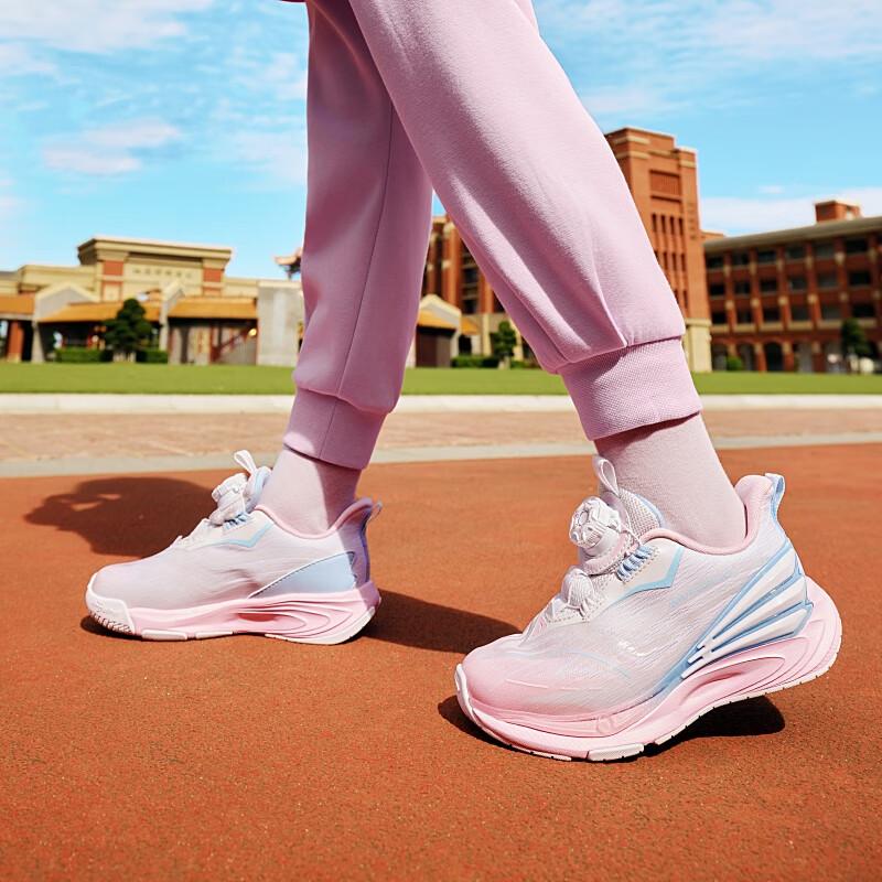 Anta Кроссовки для бега Kids Fly Knight 7.0, удобные, нескользящие, прочные, с низким верхом, детские, белые, розовые 322439961-1