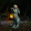 Easter Garden Statues Rabbit With Solar Lantern Outdoor Bunny Figurines Decorations For Patio Yard Lawn Ornaments Gifts