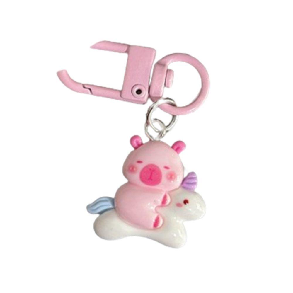Creative Pink Capybara Keychain Cute Animal Keyring Capybara Bag Hanging  Backpack Decor