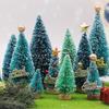 8Pcs Christmas Tree Ornaments Artificial Snowy Pine Tree Figurines Miniature Xmas Tree Statues for Home Table Desk Office Decoration