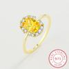 Luxurious Citrine Ring For Women Real S925 Silvere Baguette Crystal Diamond Engagement Valentine's Day Gift Jewelry