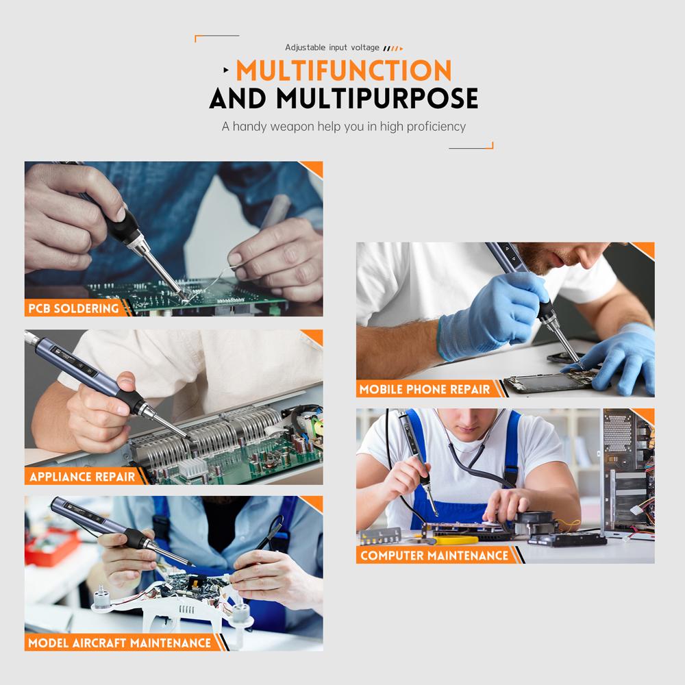 Интеллектуальный электрический паяльник, портативная паяльная станция, 0,87-дюймовый OLED-дисплей, алюминиевый сплав