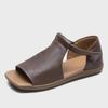 "2024 Summer Women’s Peep-Toe Flat Leather Sandals"
