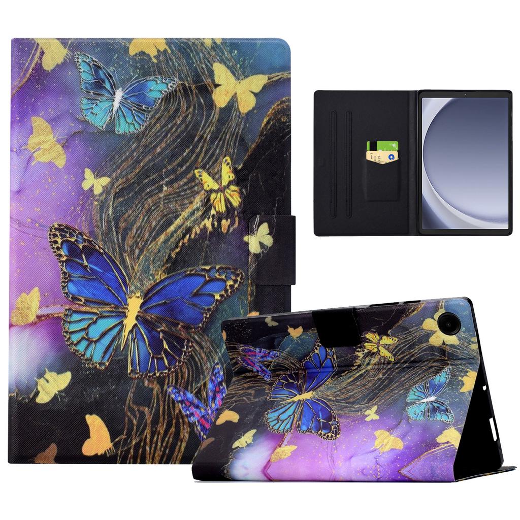 Для Samsung Galaxy Tab A9 Чехол PU Кожаный Узор Складная Подставка Защитная Обложка для Планшета